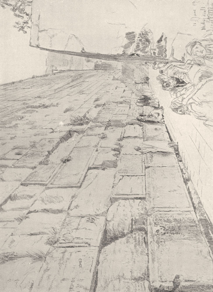 JERUSALEM. The wall of the wailing-place 1902 old antique print picture